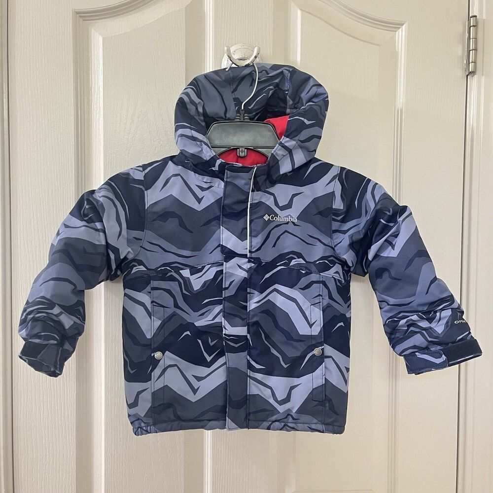 Columbia Buga Omni-Heat Insulated Snow Jacket Hooded Navy Tectonic Boys Size 4T